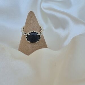 PANDORA Sterling Silver Midnight STAR Ring with Faceted Stone ALE 52 Sz 6